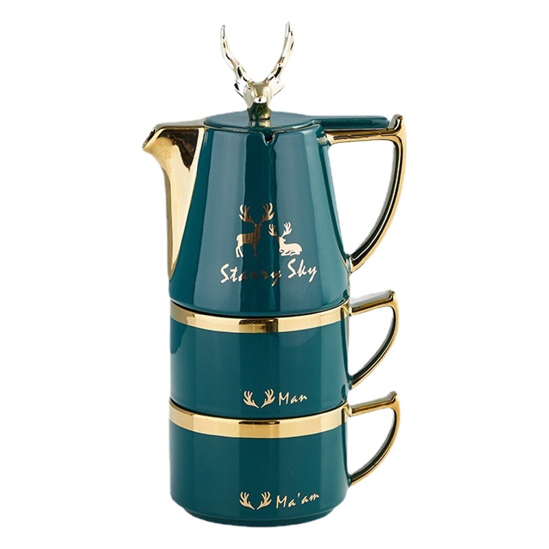 Juego de Tetera para el Hogar, Estilo Nórdico, Cerámica, Tetera con Diseño Floral, Artículo de Regalo, Admite Logotipo, Juego de Tazas para Té de la Tarde en Caja de Regalo.