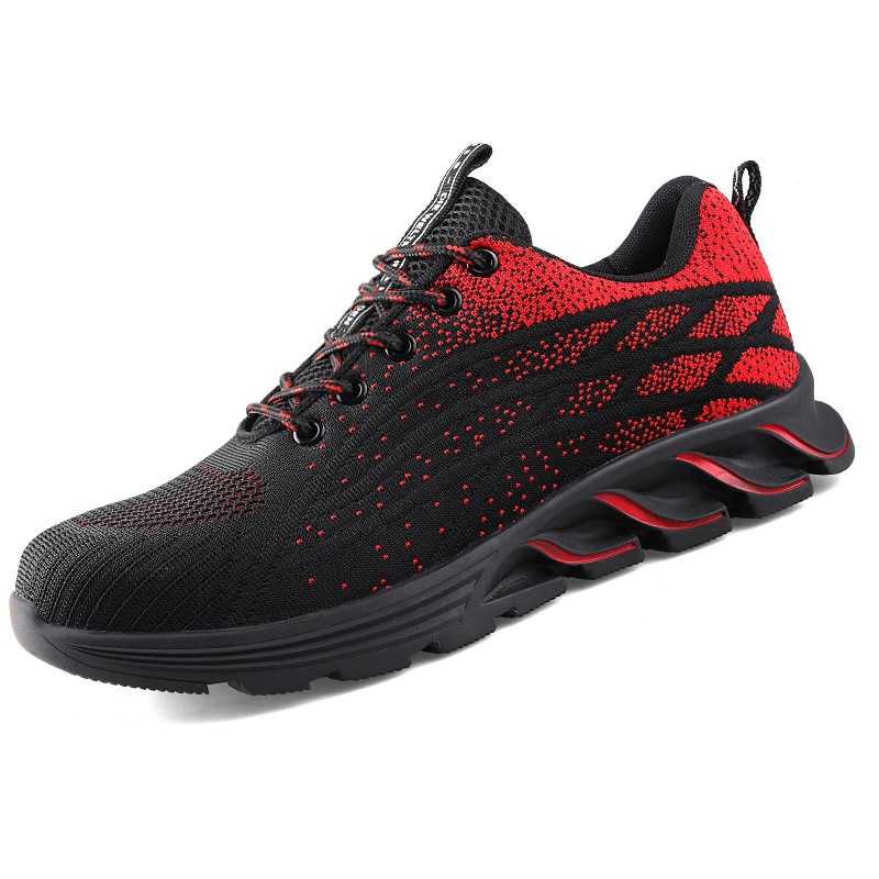 Verano transfronterizo anti-aplastante puntera de acero zapatos de protección laboral de los hombres zapatos de trabajo ligeros ZAPATOS DE TRABAJO transpirable Flyknit deportes sitio de construcción zapatos de protección