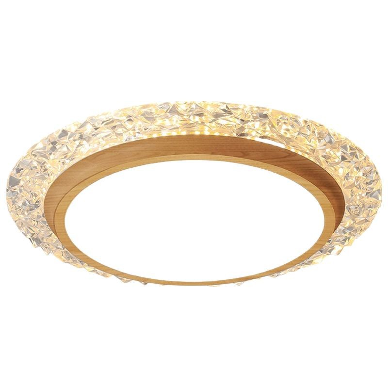 Luz de techo de dormitorio medieval retro americano silencioso estilo de madera minimalista redondo protector de ojos de color nuez lámpara de estudio súper brillante