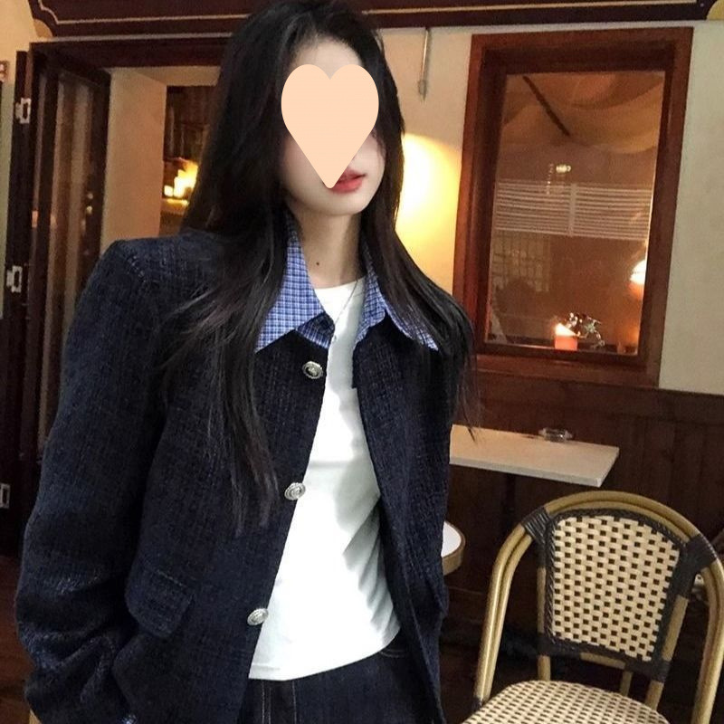 韩系温柔小香风女早秋新款单排扣假两件外套显瘦气质上衣|undefined