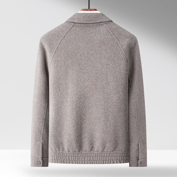 Double-sided woolen short demi-season jacket