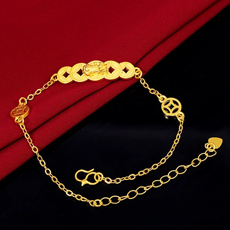 Brass bracelet, chain, retro coins, Birthday gift