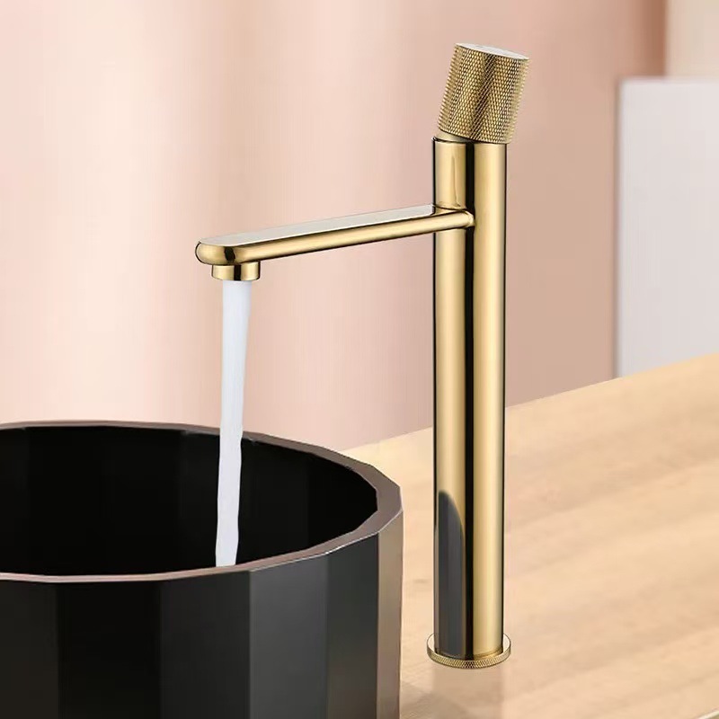 Grifo Mezclador para Lavabo de Cobre con Agua Fría y Caliente para Baño