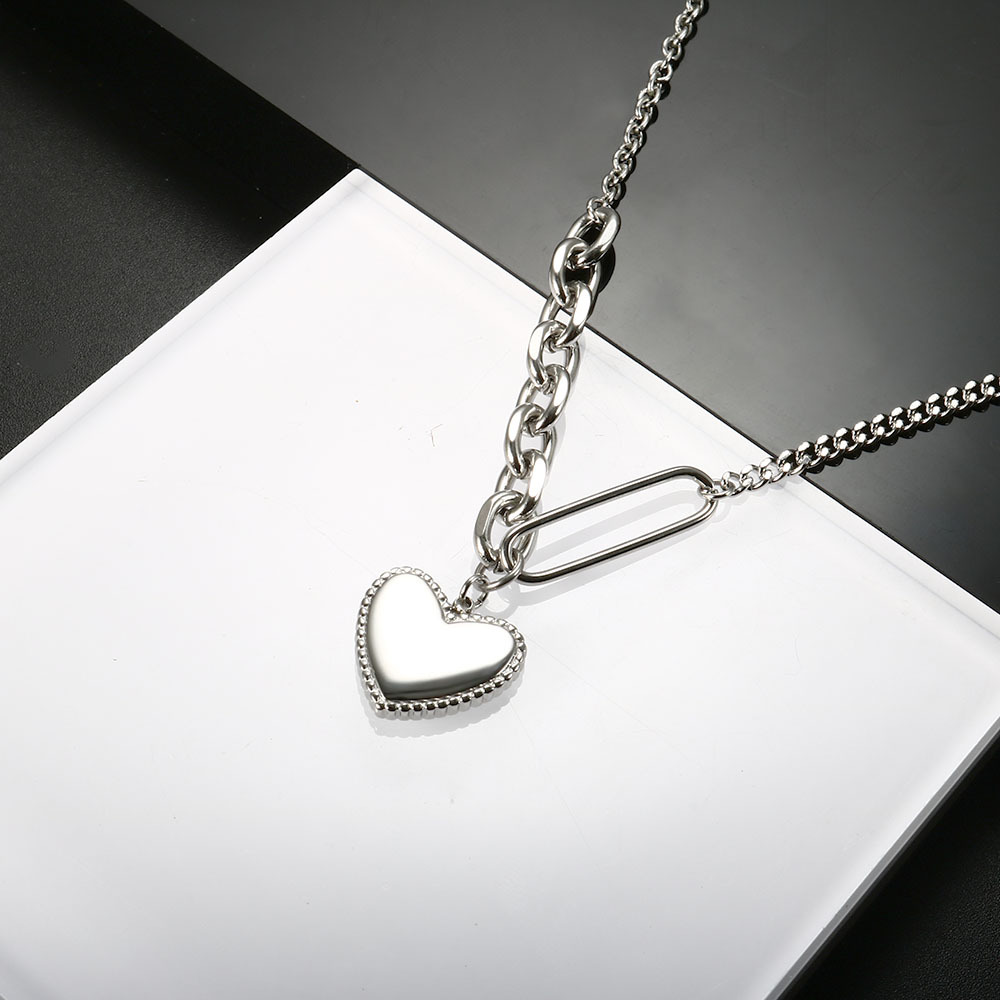 Fashion Heart Shape Titanium Steel Plating Pendant Necklace 1 Piece