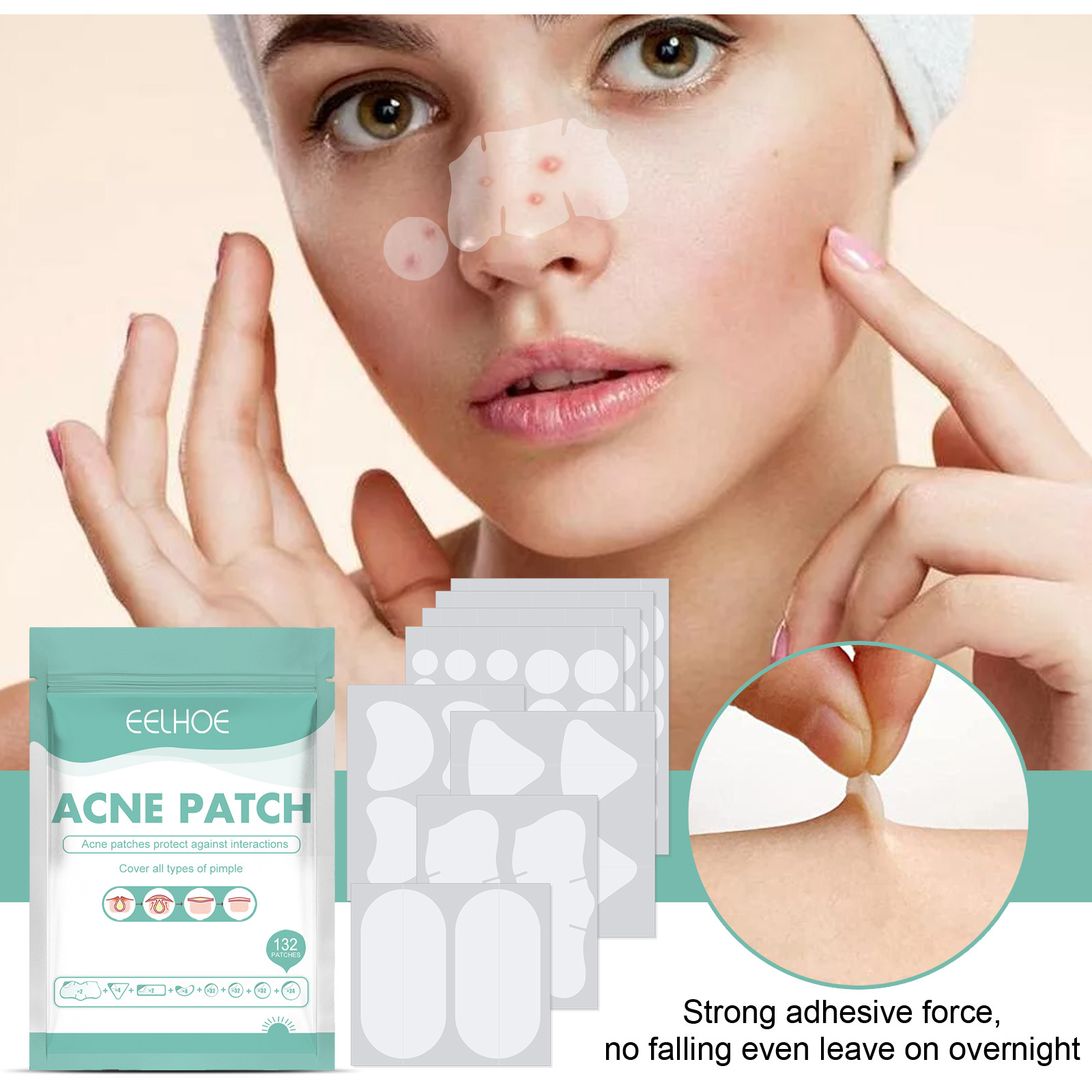 EELHOE Removing facial mask Mild and Non irritating Lighten Marks Healing Acne Repair Patch_voghion.com
