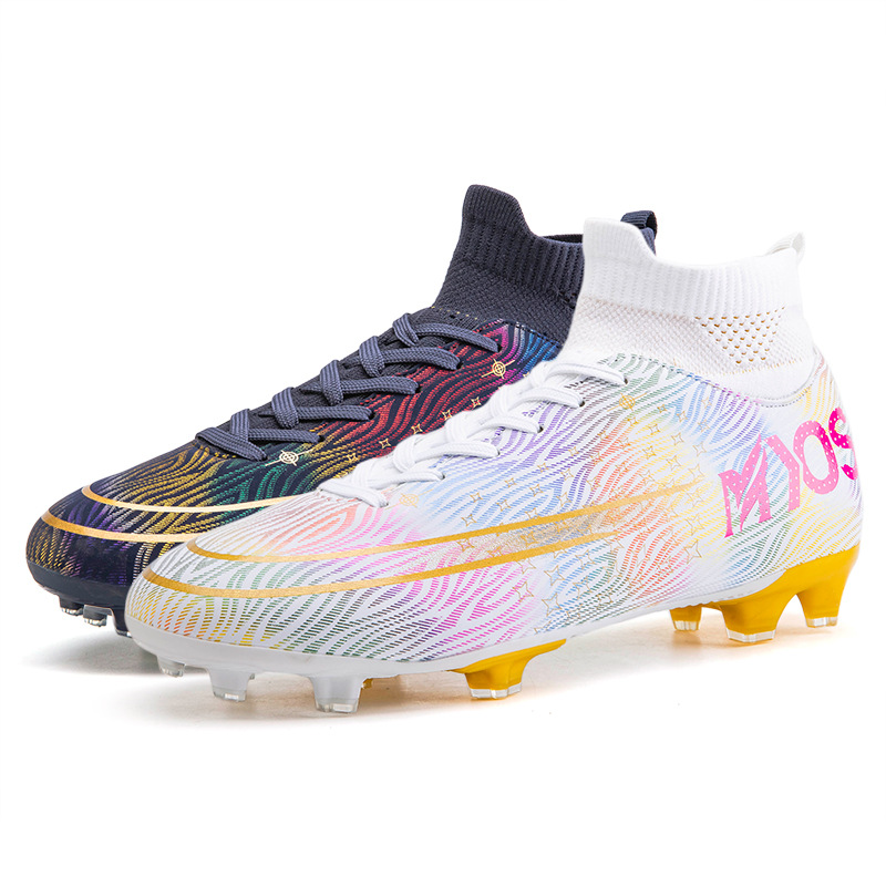 Transfronterizo zapatos de fútbol de uñas rotas de largo alto-Top Plus tamaño cómodo transpirable césped artificial suave absorción de choque moda hombres y mujeres de entrenamiento