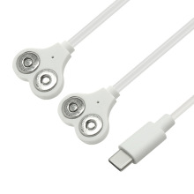 定制USB C 插口理疗电极线TYPE-C 一拖二 2.5双磁吸母扣ECG导联线