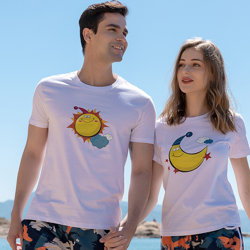 Suministro directo de fábrica pareja Camiseta de manga corta marca de moda masculina camisa de fondo camiseta ropa pareja desgaste verano personalizable LOGO