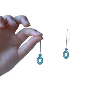 Amazon's New Chinoiserie National Style Ice-Transparent Natural Jade Safety Buckle Earrings for Women 925 Silver Blue Water Donut Earrings