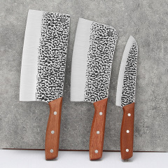 Stainless steel hammer pattern three-piece kitchen knife set kitchen knife sharp slicing bone chopping knife set household multi-functional chef knife