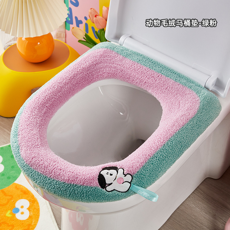Invierno hogar almohadilla de inodoro de peluche engrosado funda de inodoro suave dibujos animados lavable inodoro elástico collar universal