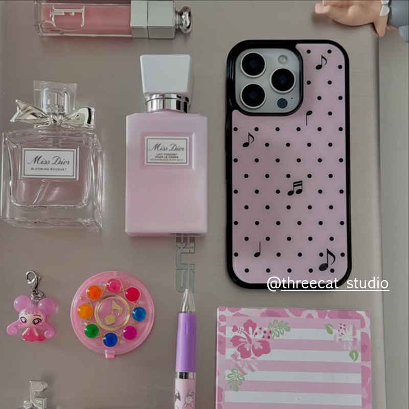 Korean Ins Sweet Y2K Music Symbol Polka Dot Blogger's Same Mobile Phone Case Suitable for Iphone17Promax Korean Ins Sweet Y2K Music Symbol Polka Dot Blogger's Same Mobile Phone Case Suitable for Iphone17Promax