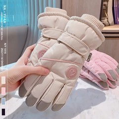 触屏冬季滑雪手套女生防丢扣户外防寒加厚加绒保暖骑行手套批发