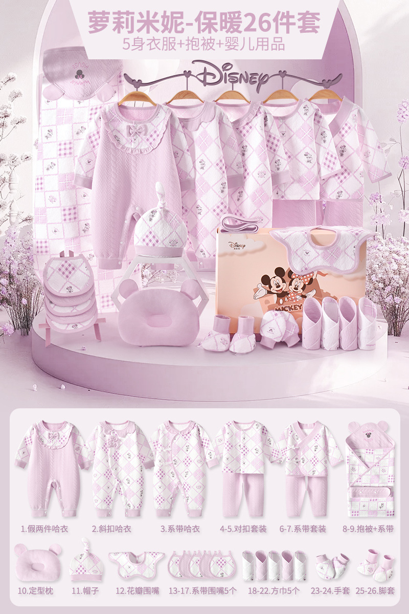 ディズニー ベビーギフトボックス 新生児服 純綿セット 新生児 女の子 満月祝いギフト 高級