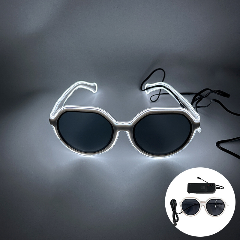 Gafas luminosas LED Barra KTV Equipo nocturno Gafas EL Gafas luminosas Oval Retro Moda Tinta Espejo