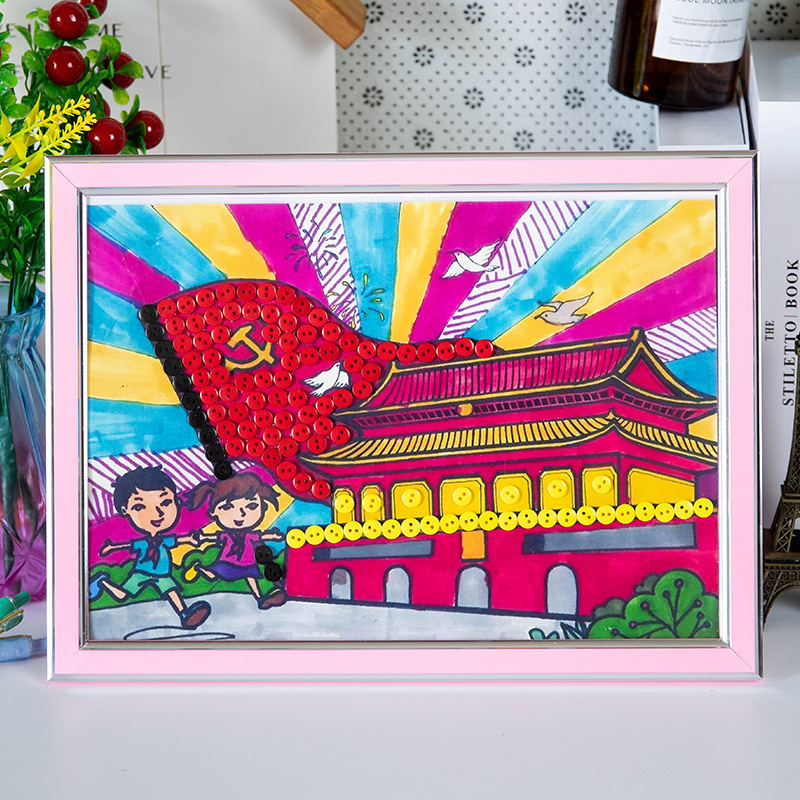 建国記念日ボタン絵画 diy 手作り愛国赤い革命勝利テーマボタンペースト絵画制作材料パッケージ|undefined