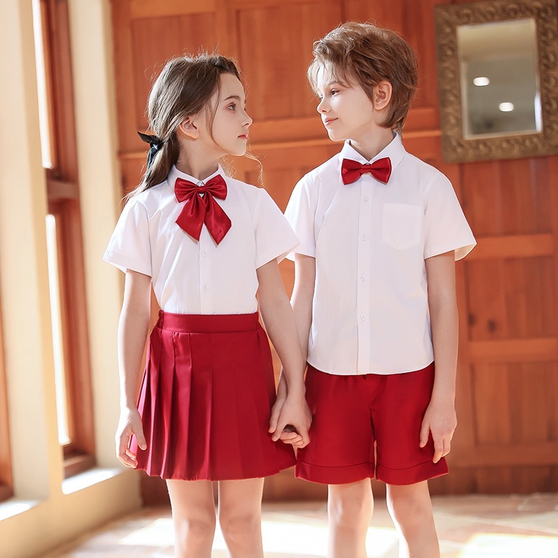 61儿童表演服装女小学生诗歌朗诵班服幼儿园中国红色合唱演出服