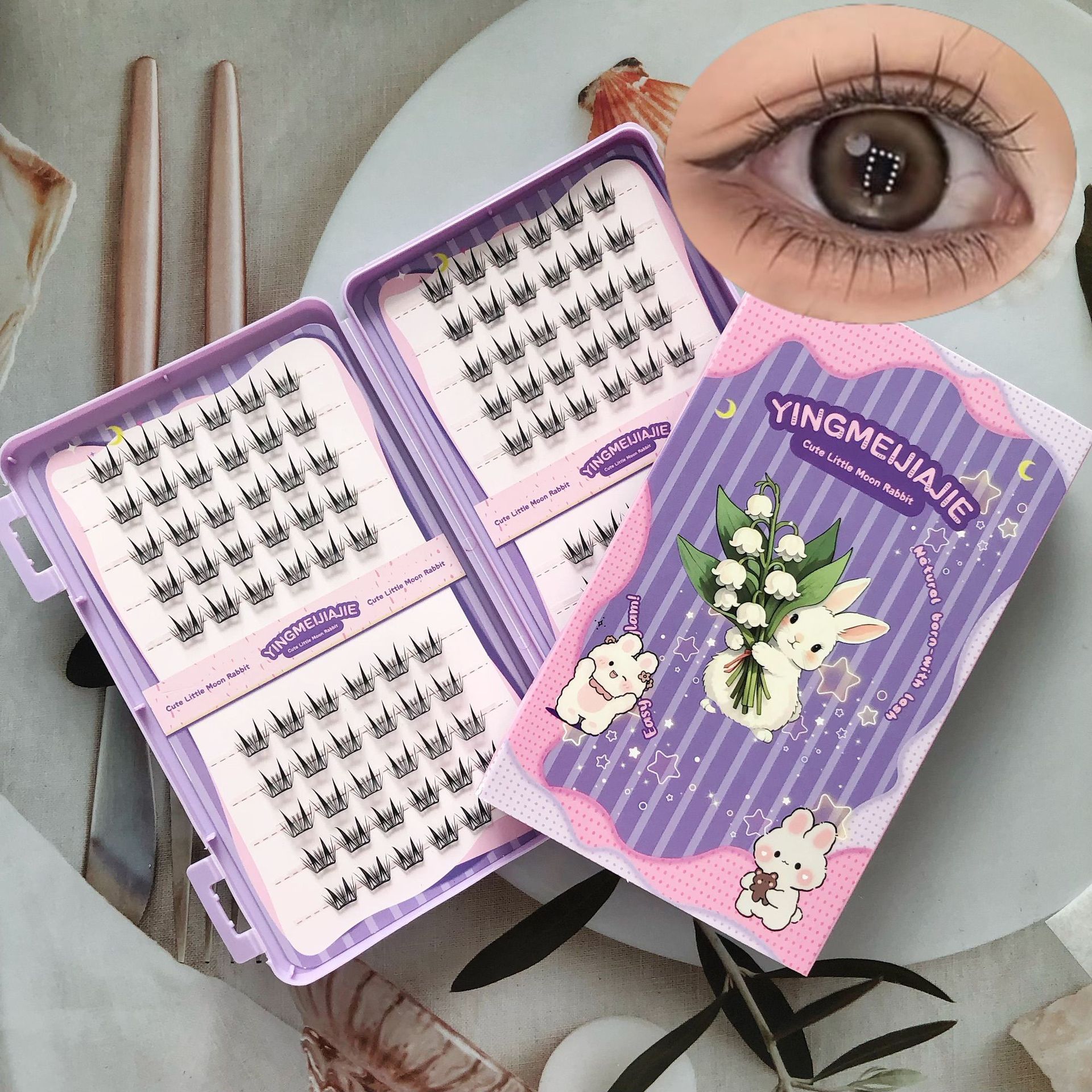 20 filas de paquete de caja de regalo de pestañas falsas transfronterizas, pestañas falsas densas, pestañas falsas sin pegamento.