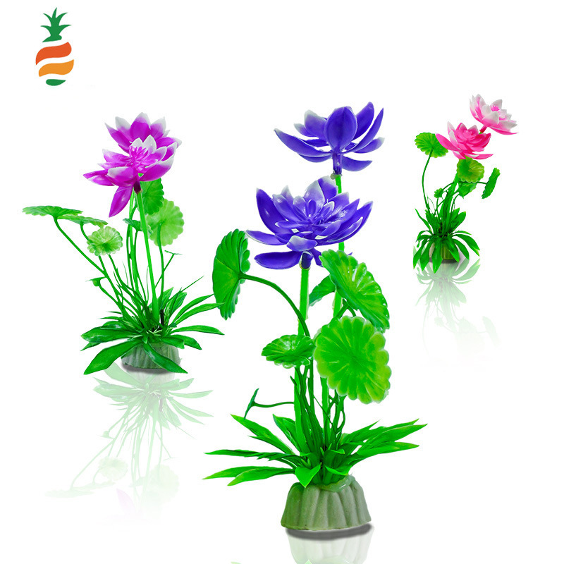 Simulación decoración de loto flor falsa flor hoja de loto pecera agua estanque paisajismo adornos de plástico plantas acuáticas acuario decoración paisajismo
