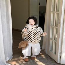 女童棉衣2025冬季新款韓版洋氣兒童波點棉服寶寶冬裝外套加厚棉襖