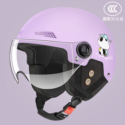 and women, suitable for all seasons, Motosiklet kaskı (dəbilqə) - transparent-short-sleeved-purple-backpack-bear-detachable-ear-protection-one-size-fits-all