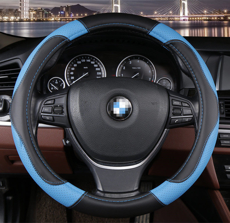 Universal Car Steering Wheel Cover, Genuine Leather Hand-Stitched Cover, Ultra-Thin Car Cover for Volkswagen, Four-Season Anti-Slip Leather Cover