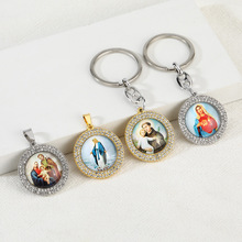 跨境货源批发热销汽车包包金属微镶爱心水晶相框钥匙扣饰品小挂件