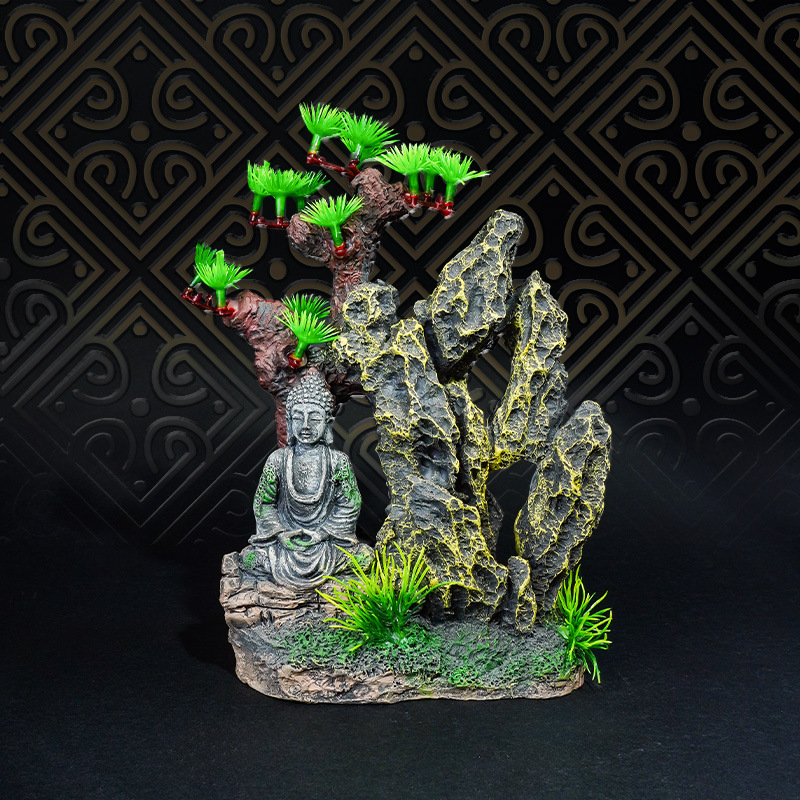 Buda árbol de rocalla resina bonsai decoración paisaje acuario rocalla decoración micro paisaje estatua de Buda Zen decoración al por mayor