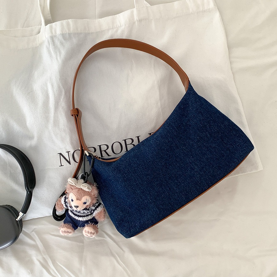 Borsa in denim versione coreana, in PU, casual, estiva, nuova, monospalla, borsa da ascella, borsa di alta gamma di nicchia da donna_voghion.com