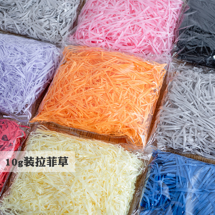 Wholesale raffia wrinkled paper gift box filler raffia shredded gift box paper 10g