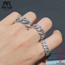 跨境新品牛仔浑身戒指纯银莫桑指环情侣配饰轻奢时尚欧美饰品批发