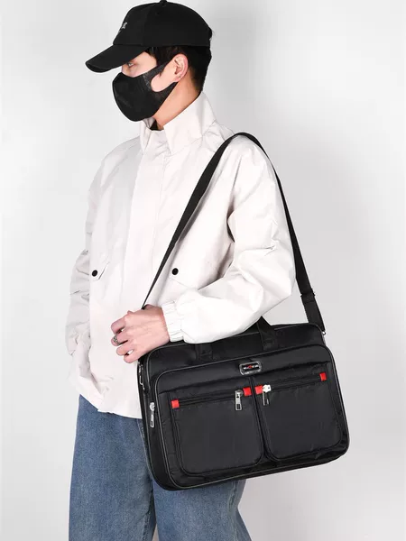 Large-Capacity Computer Bag, Nylon Crossbody Bag, Multi-Layer Shoulder Bag, Portable Briefcase for Outings, Casual Cross-Border Use, Multi-Scenario