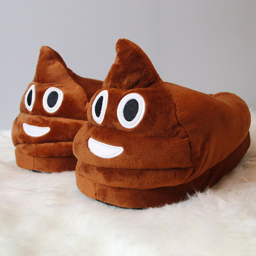 Bidet Slippers Emoji Expression Fully Flocked Slippers Half Support Poop Cotton Slippers Funny Unisex Couple's Style