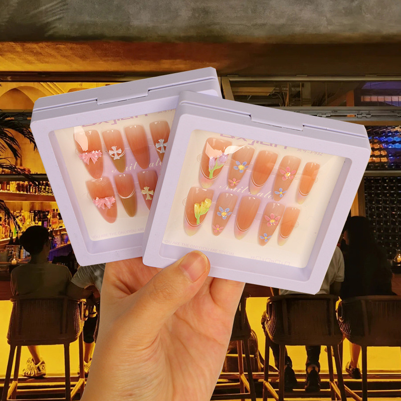 Wearable Nail Stickers Autumn and Winter Atmosphere Three-Dimensional Nail Stickers Cute Style Butterfly Handmade Wearable Nails Ins Style Hot Style