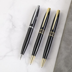 商務辦公禮品筆酒店用品廣告筆印刷LOGO中油筆黑色轉動金屬圓珠筆