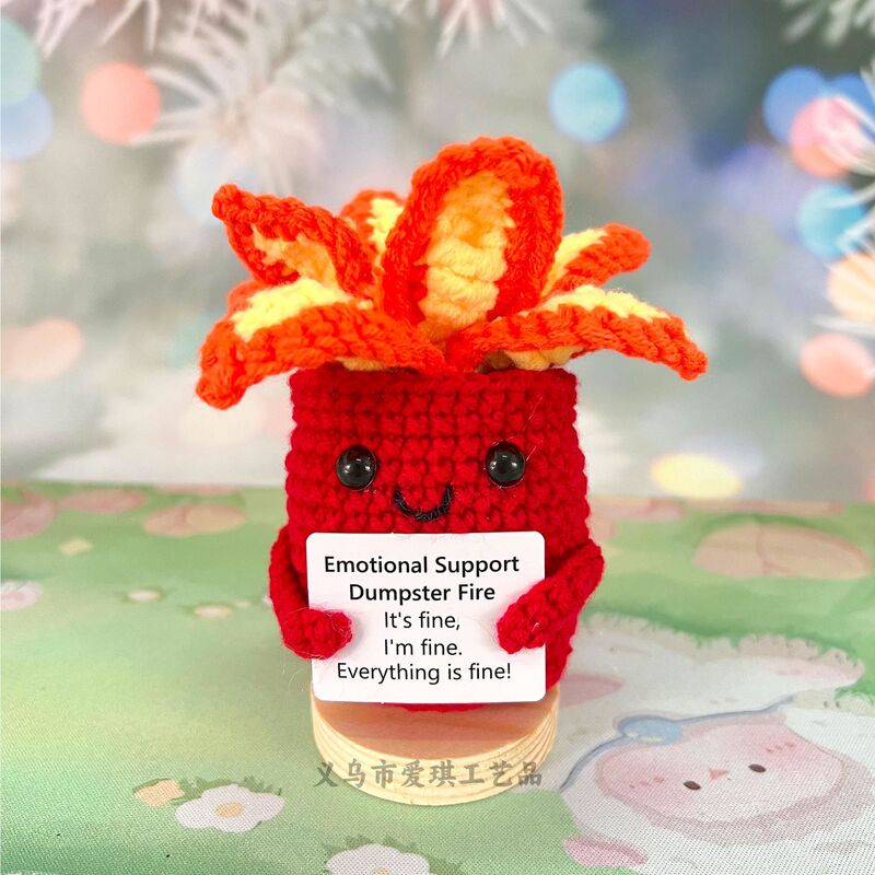新品跨境亚马逊热销 Crochet Positive ice cream 毛线玩偶励志卡|undefined