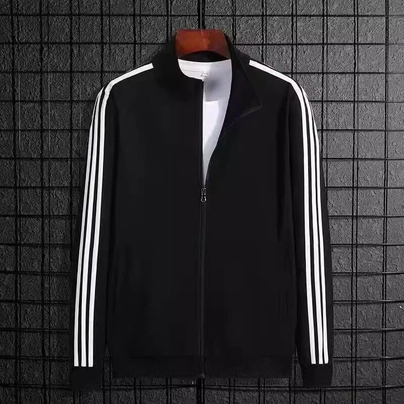 Young Student School Uniform Casual Fashion Collar Jacket Men's Three Bar Trendy Jacket Thin Breathable Sportswear Men's Top