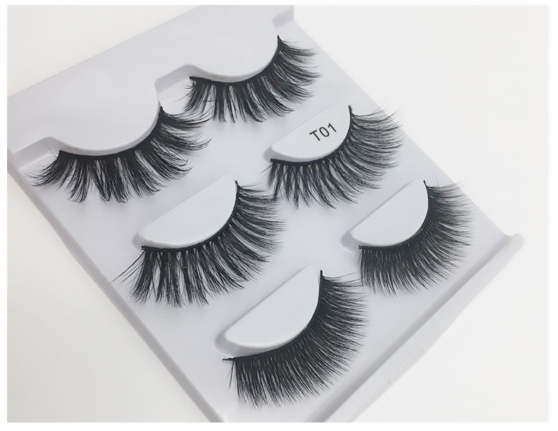 200g Weight False Eyelashes Makeup Tools Types 3 Pairs Quantity Mink Hair Material 3 Pairs Of Multi-layer Thick Natural Curling False Eyelashes 无