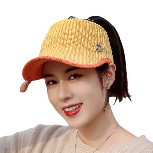 Fashionable Autumn/Winter Outdoor Winter Knitted Wool Baseball Cap Warm Visor Hat for Women, New Arrival Cold-Proof Flat-Brimmed Cap