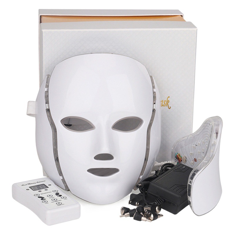 Espectrómetro de Luz Roja, Masaje Transfronterizo, Terapia de Luz Fotónica de Siete Colores, Máscara de Cuello LED, Máscara de Belleza para el Cuidado de la Piel