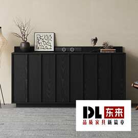 中古风餐边柜靠墙茶水柜矮柜意式极简实木储物柜复古斗柜收纳柜子