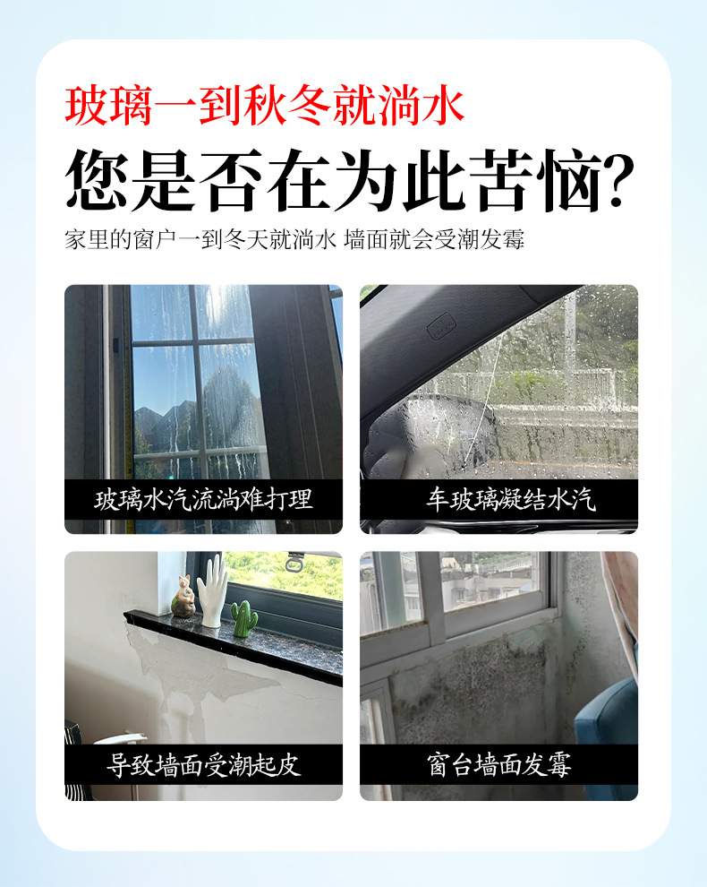 Glass Anti-Condensation and Anti-Fogging Spray for Indoor Windows, Bathrooms, Mirrors, Household Use, and Car Defogging Spray