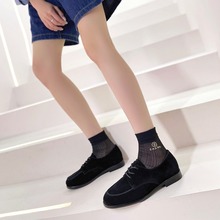 广州真皮女鞋 2024春季专柜新款 反绒牛皮系带圆头低跟乐福小皮鞋