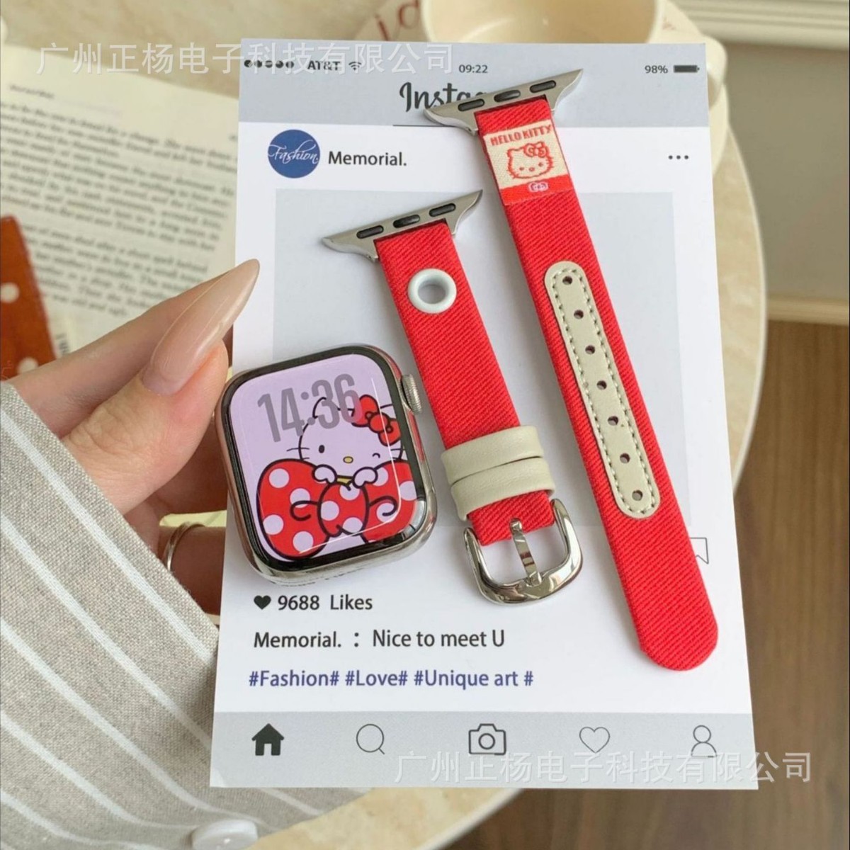 Suitable for Apple Watch Iwatch10/S11 Watch Strap Cute Stickers Color Matching Denim Apple Watch Strap Factory Ready Stock