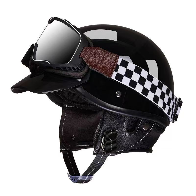 Motuoche – Motosiklet kaskı (dəbilqə) Half Helmet - black-3c