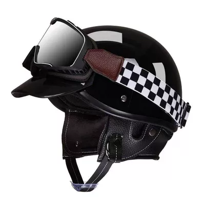 Motosiklet kaskı (dəbilqə) helmet men's pedal motorcycle half - bright-black58cm-new-national-standard-3c-helmet-original-brim-without-goggles