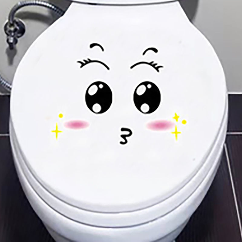 新しいトイレには韓国のかわいい表情の笑顔トイレのアイデアの個性的な家庭装飾壁シールが貼られている|undefined