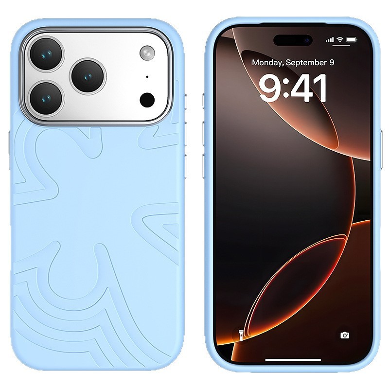 适用iPhone17Pro金属镜头手机壳花漾金属纯色液态硅胶手机保护壳|undefined