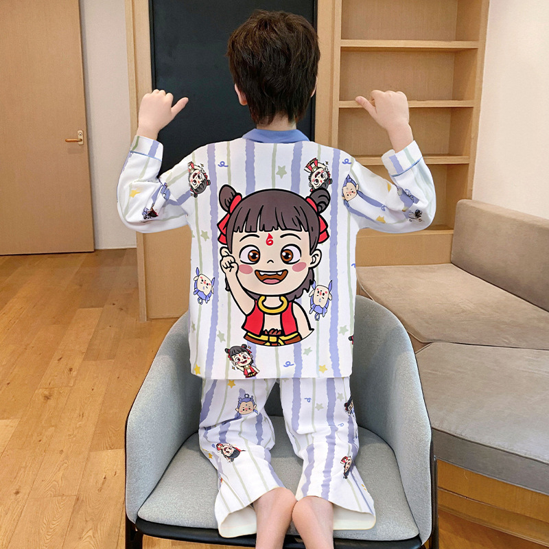 Nuevos pijamas infantiles primavera y otoño niños algodón de manga larga delgada para niños mayores adolescentes niños ropa de hogar al por mayor