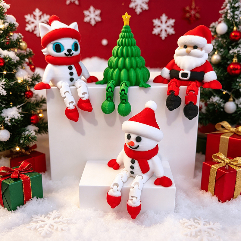 Cross-border best-selling Christmas 3D printed ornaments, articulated joints, atmospheric decorations, car and desktop pendants, toys.